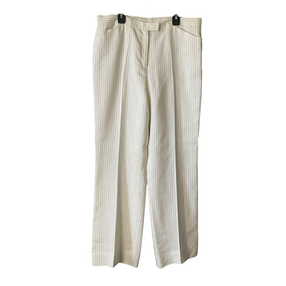 Lafayette 148 New York Women's Cream Striped Trousers - Picture 1 of 11